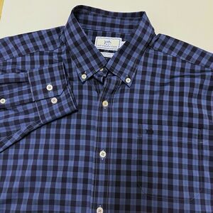 Southern Tides Intercostal Blue Glenbrook Plaid Long Sleeve Shirt Size L